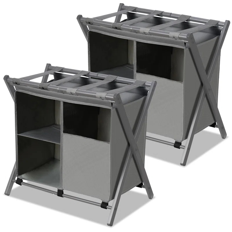 IFBECT Steel folding Luggage Rack with Laundry Bag