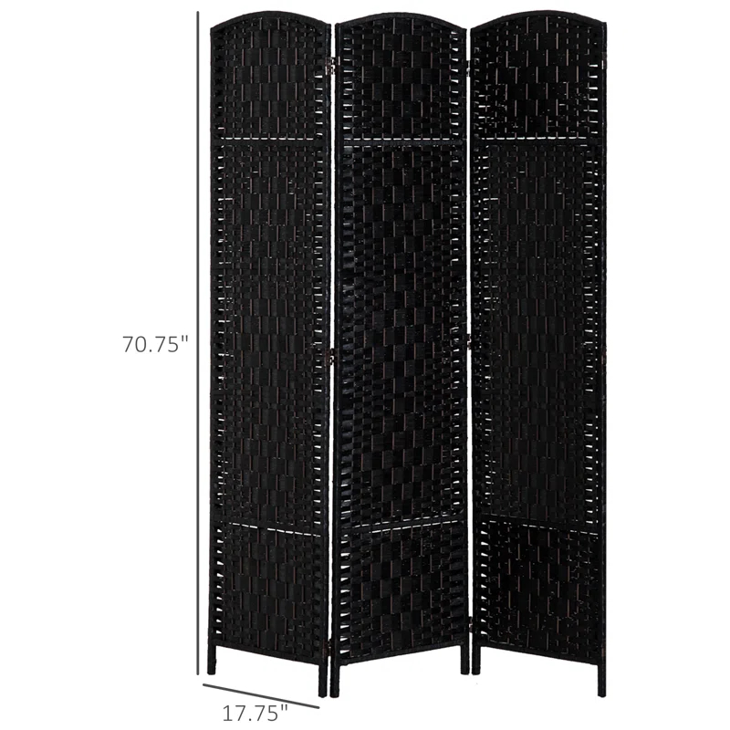 Gracie Oaks 6' Tall Wicker Weave 3 Panel Room Divider Privacy Screen