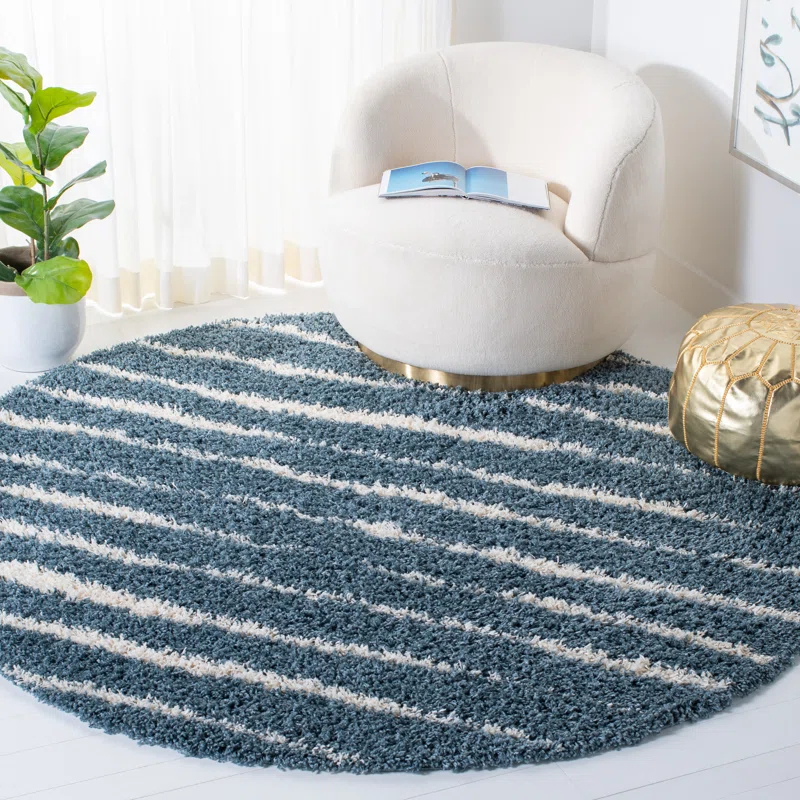 Breakwater Bay Evgeniy Venus Shag 600 Performance Striped Rug