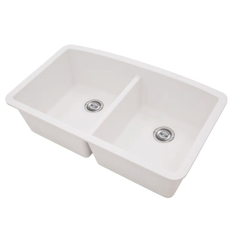 MSI WAY-QTZ-DBSNK-5050-003 Quartz 32"x19" Undermount 50/50 Double Bowl Kitchen Sink