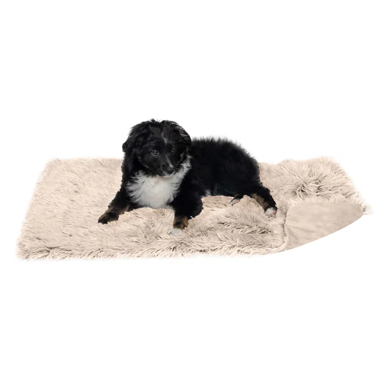 QUALITY FLOORING INC. Waterproof Throw Blanket For Dogs & Indoor Cats, Washable - Shaggy Plush Calming Long Faux Fur & Velvet Dog Blanket