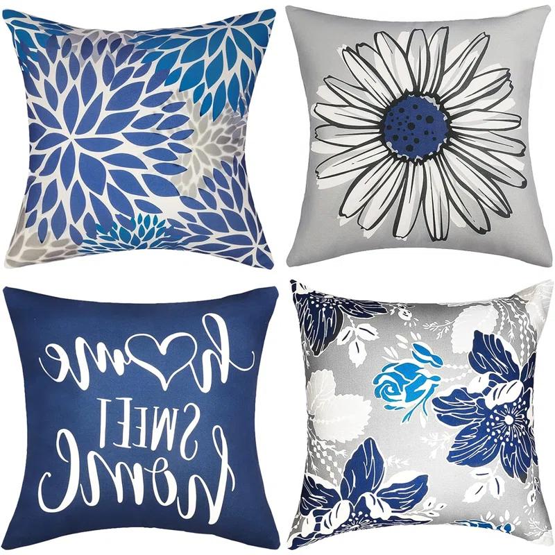 MAXAYA Decorative Throw Pillow Covers Set Of 4 Blue Pillow Covers 18X18...