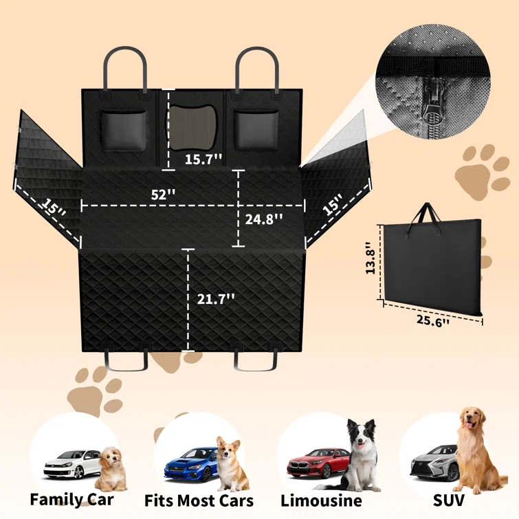 HomLux Dog Car Seat Cover For Back Seat