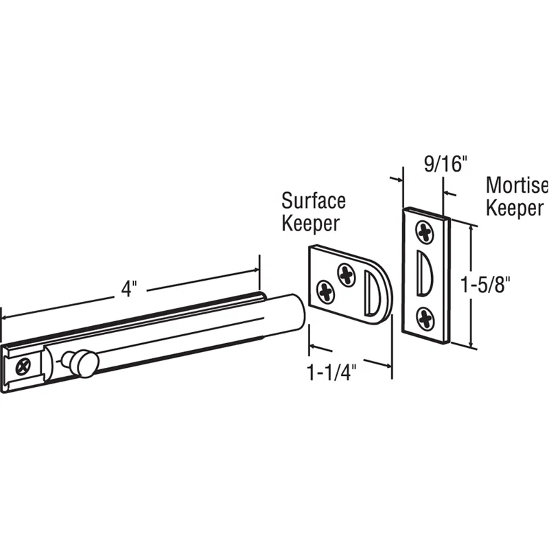 4 in. Surface Bolt (Single Pack)