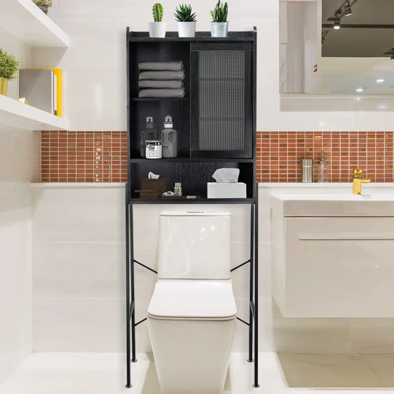Freestanding Bathroom Toilet Above Storage Cabinet Storage Rack