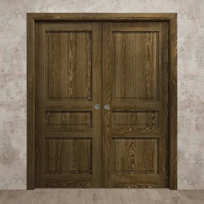 SARTODOORS Sliding French Double Pocket Doors | Ego 5012 | Kit Rail Hardware | Solid Wood Interior Bedroom Modern Doors | Wayfair