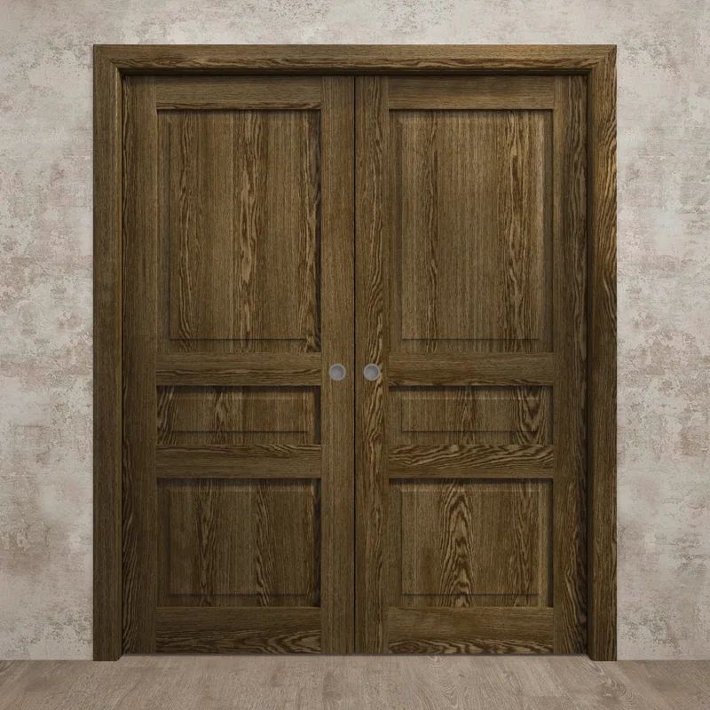 SARTODOORS Sliding French Double Pocket Doors | Ego 5012 | Kit Rail Hardware | Solid Wood Interior Bedroom Modern Doors | Wayfair