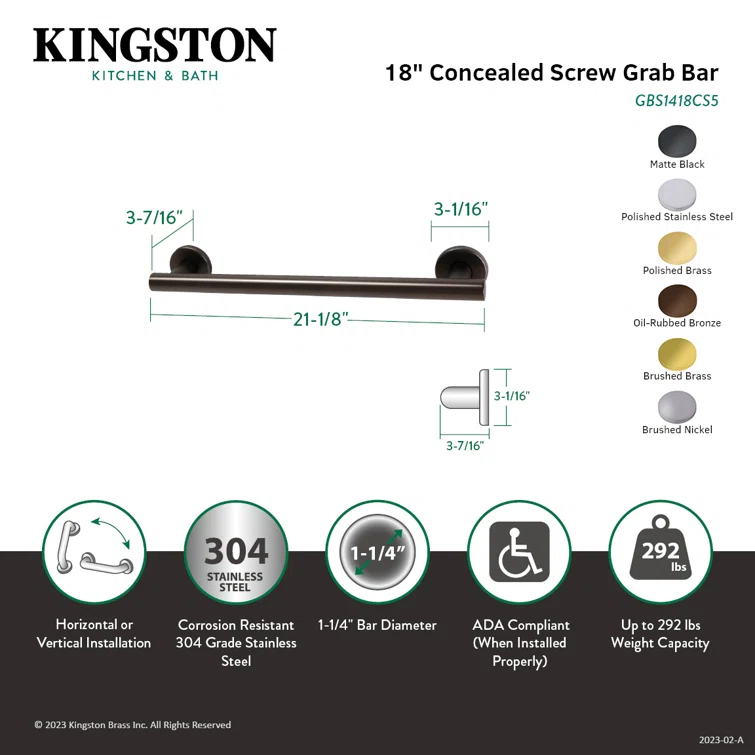 Kingston Brass Kingston Brass Berwyn Grab Bar GBS1418CS1
