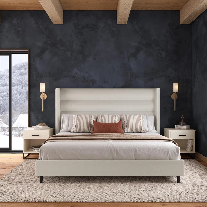 Novogratz Louis King Upholstered Wingback Bed