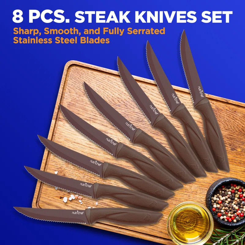 NutriChef NutriChef 8 Piece Stainless Steel Steak Knife Set