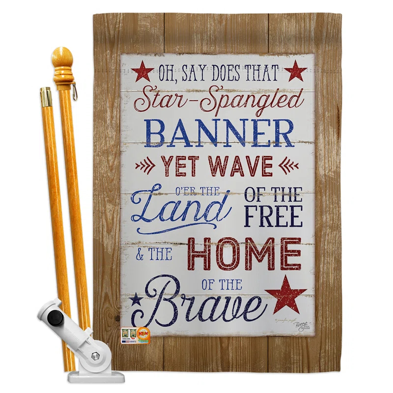 Breeze Decor Double Sided 40'' H x 28'' W Polyester Independence Day House Flag