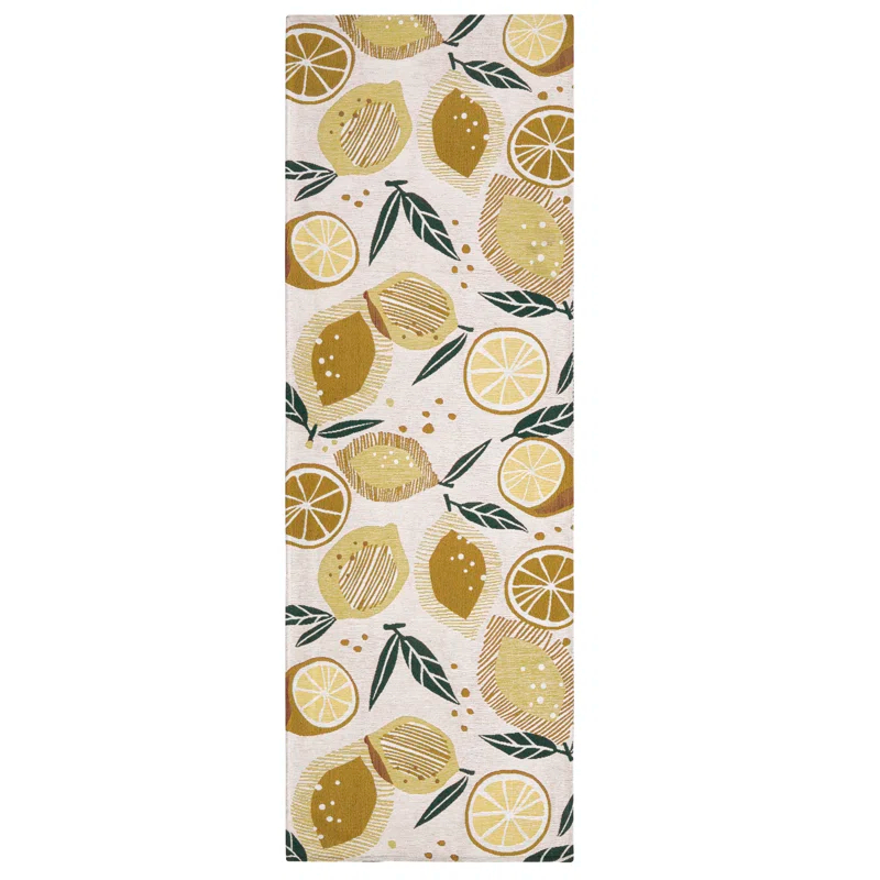 Town & Country Living TOWN & COUNTRY Living Livie Fresh Lemon Everwash Washable Non-Slip Backing Kitchen Runner Rug
