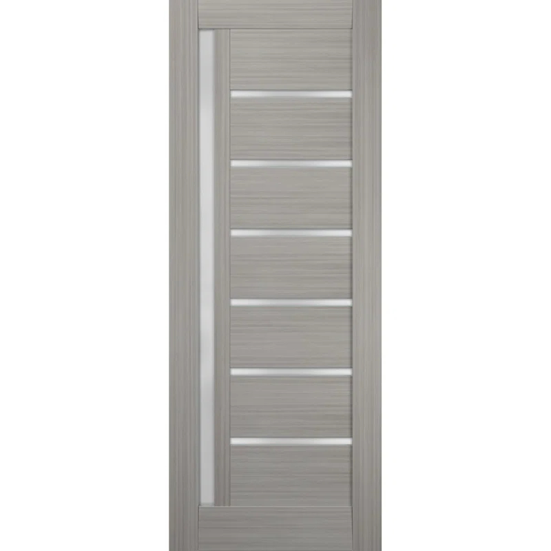 SARTODOORS Quadro Frosted Glass Paneled Manufactured Wood Standard Gray Door Slab