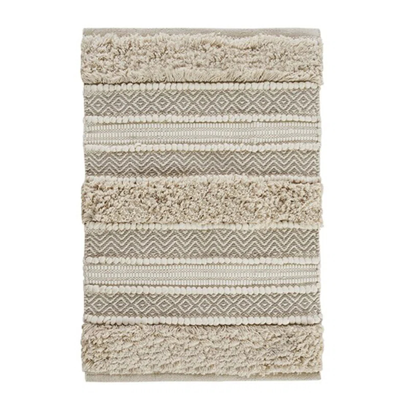 Ink+Ivy, JLA Home 22"x58" Asher Woven Textured Striped Bath Rug Natural : Microfiber, Machine Washable, Non-Slip Backing