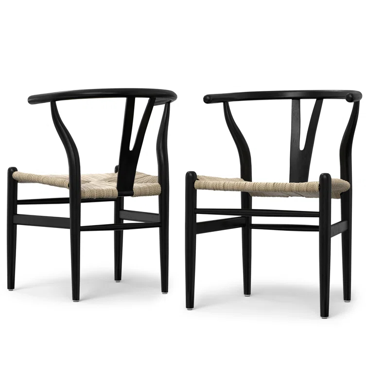 Simpli Home Chocolate Solid Wood Dining Chair with Y-Back Design in Mid-Century Modern Style (Set of 2) (Set of 2)