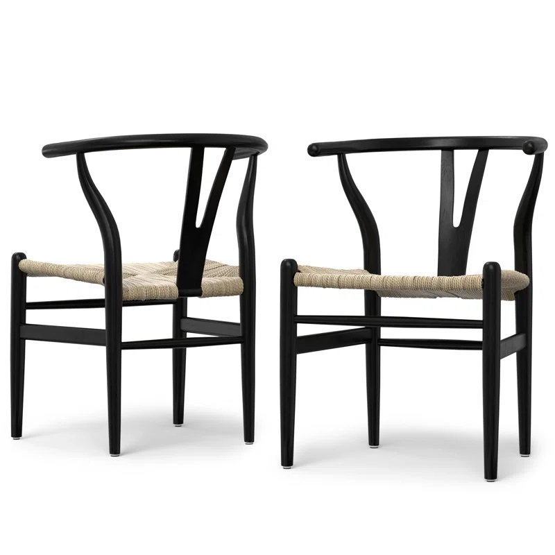 Simpli Home Chocolate Solid Wood Dining Chair with Y-Back Design in Mid-Century Modern Style (Set of 2) (Set of 2)