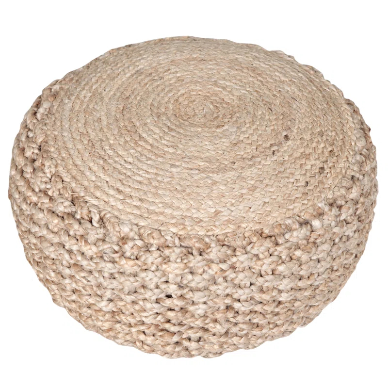 Highland Dunes Aarron Hand-Made Jute Braided Ottoman Pouf