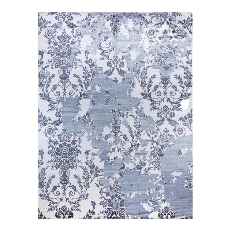 Solo Rugs One-of-a-Kind Rectangle 9'3" X 12'4" New Age Silk Area Rug Blue