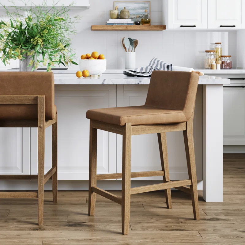 Nathan James Upholstered Wooden Stool