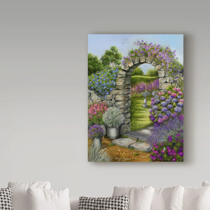 Trademark Fine Art Janet Pidoux " Cottage Garden Arch " by Janet Pidoux