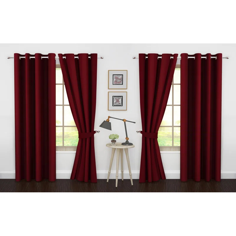 Ample Decor Solid Blackout Thermal Grommet Curtain Panels (Set of 4)