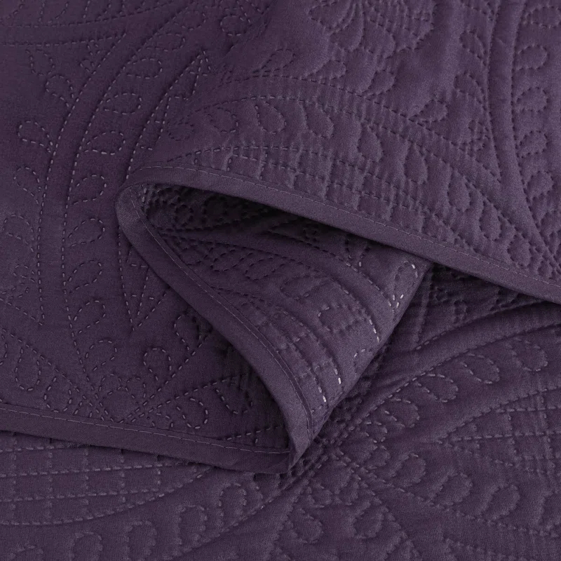 Chezmoi Collection Austin Microfiber Reversible 3-Piece Coverlet / Bedspread Set