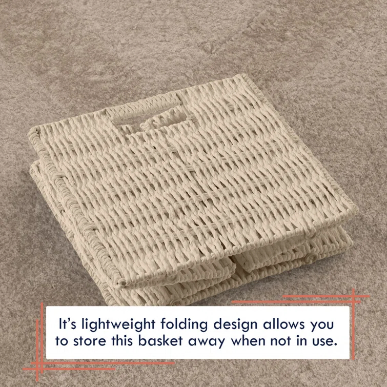 Latitude Run® 2 Pack Wicker Paper Storage Basket Cube Bin (Set of 2)