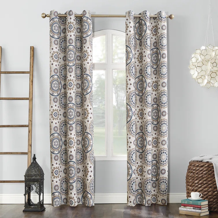 Sun Zero Sun Zero Nepal Global Medallion Print Blackout Grommet Curtain Panel