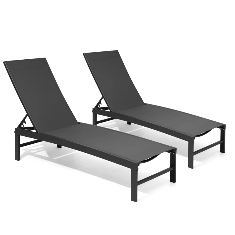 Blevens Outdoor Aluminum Chaise Lounge (Set of 2)