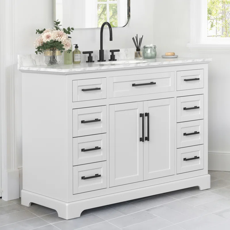 Lark Manor™ Poitra 48'' Single Bathroom Vanity with Engineered Marble Top