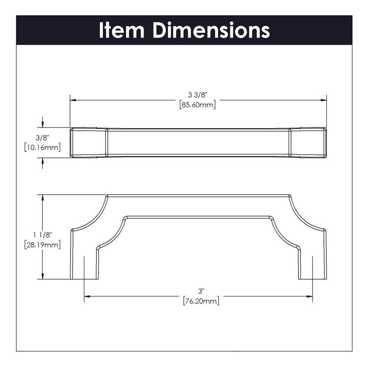 Matte Chrome 3-inch Modern Bar Handle with Mounting Hardware