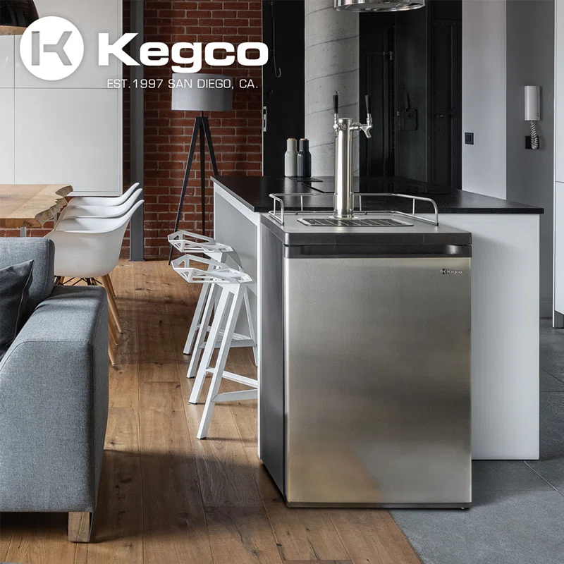 Kegco Kegco 5.6 Cubic Feet Dual Tap Freestanding Kegerator with Adjustable Temperature