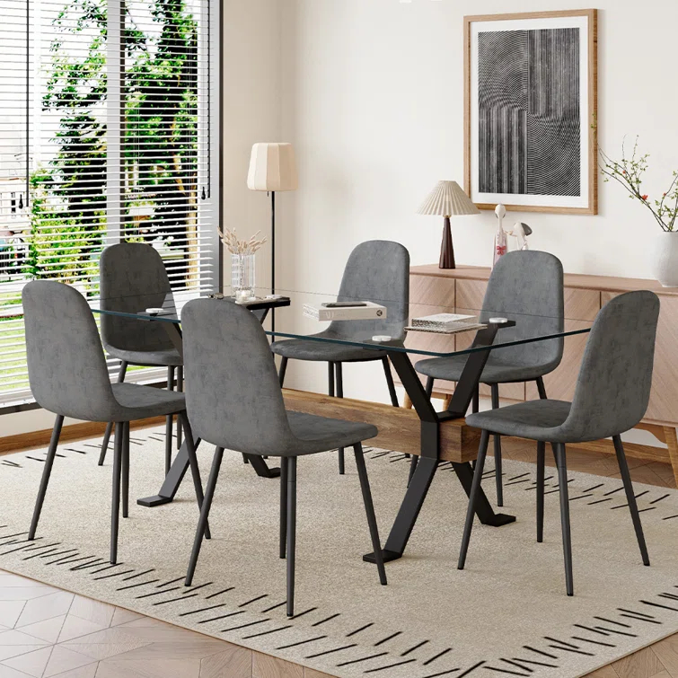 Ivy Bronx 7-Piece Glass Top Dining Table Sets | Wayfair