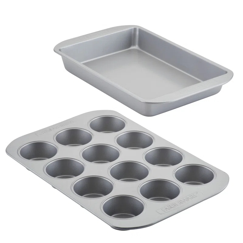 Farberware Nonstick Bakeware Muffin Cake and Lasagna Pan Set, 2-Piece