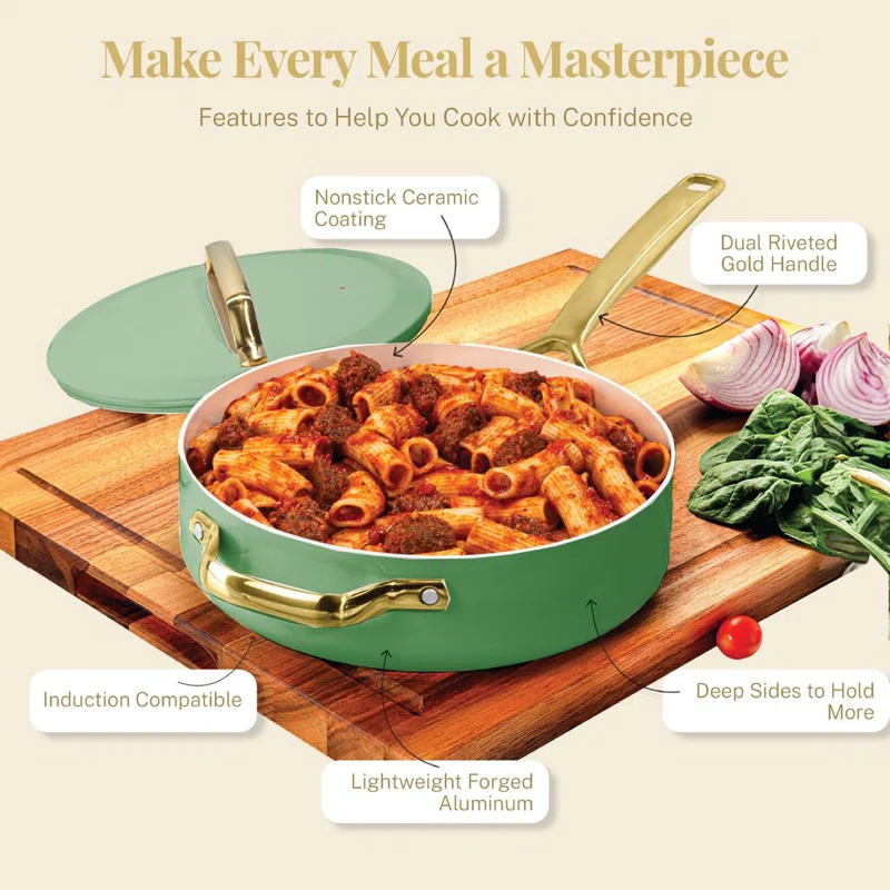 Gotham Steel Gotham Steel Modern Collection 11 Pc Cream Nonstick Cookware Set