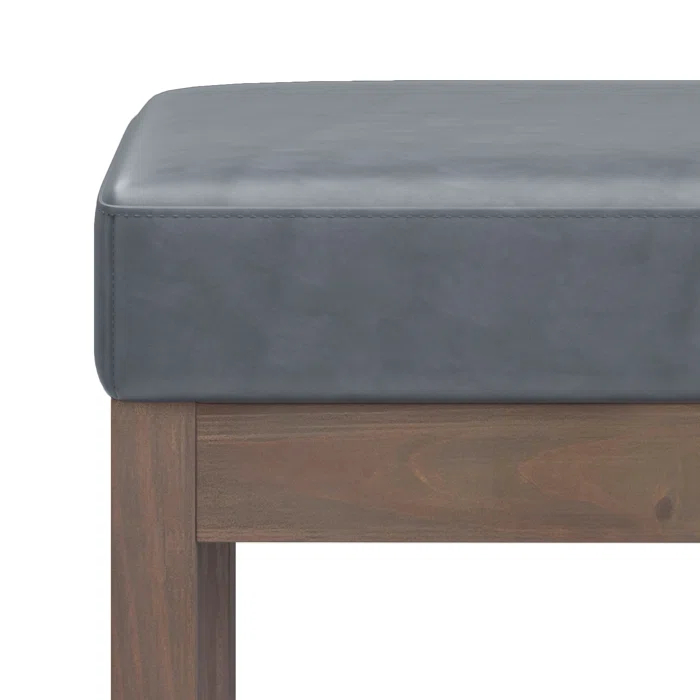 Simpli Home Milltown Ottoman Bench with Upholstered Seat and Solid Wood Frame