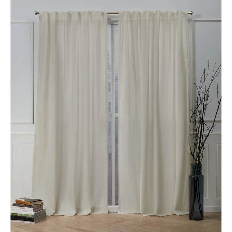 Nicole Miller Nicole Miller Faux Linen Slub Textured Hidden Tab/Rod Pocket Top Light Filtering Curtain Panel Pair (Set of 2)