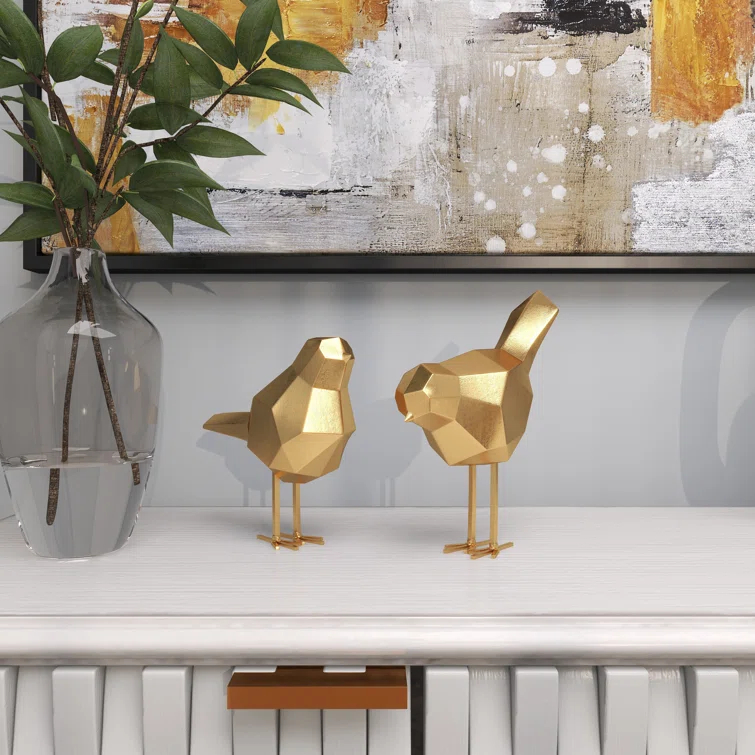 CosmoLiving by Cosmopolitan Polystone Bird Decorative Sculpture with Origami Accents