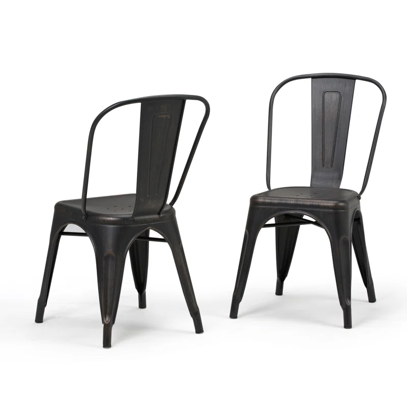 Simpli Home Fletcher Industrial Iron Dining Chair with Stackable Design and Protective Rubber Caps (Set of 2) (Set of 2)