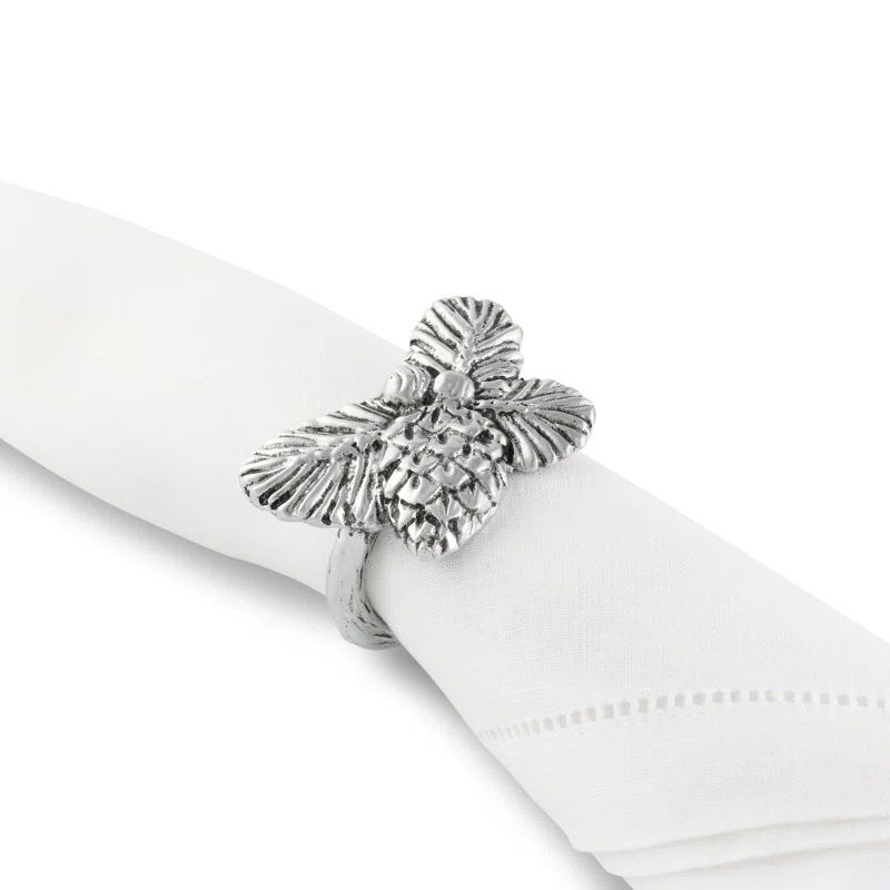 Arthur Court Designs Pine Cone Forest Metal Napkin Ring (Set of 4)
