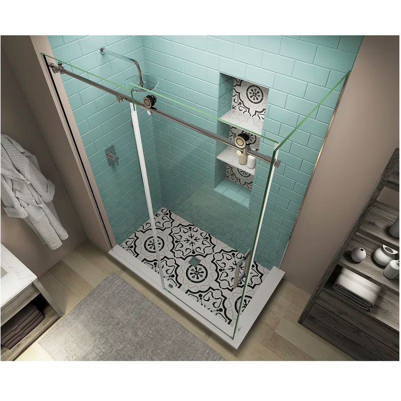 Coraline XL 48" - 52" W x 36" D x 80" H Frameless Rectangle Sliding Shower Enclosure