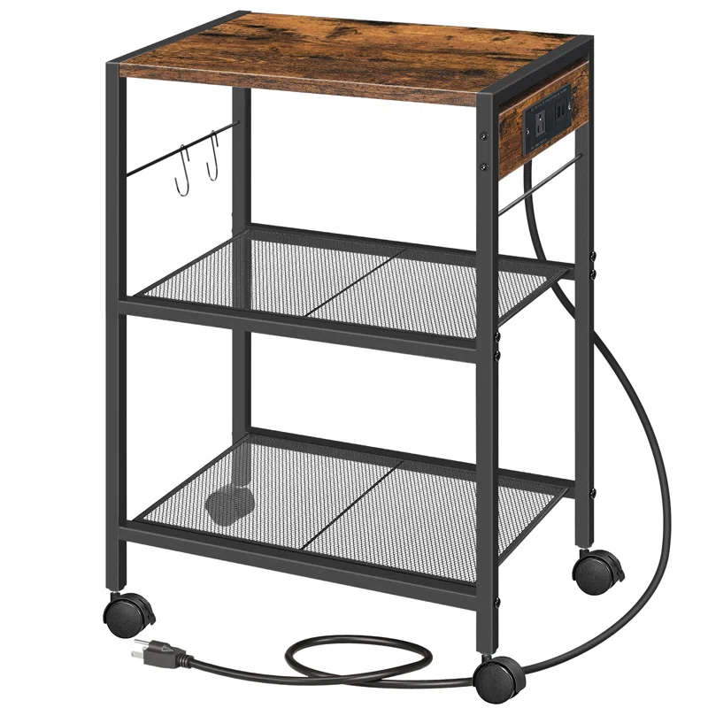 25.2'' H X 16.5'' W Mobile Printer Stand with Storage and Charging Station