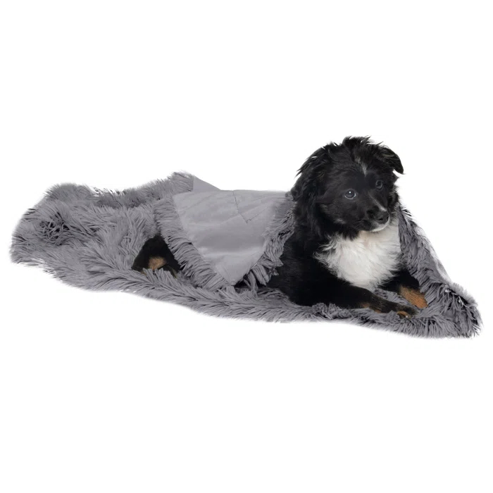 QUALITY FLOORING INC. Waterproof Throw Blanket For Dogs & Indoor Cats, Washable - Shaggy Plush Calming Long Faux Fur & Velvet Dog Blanket