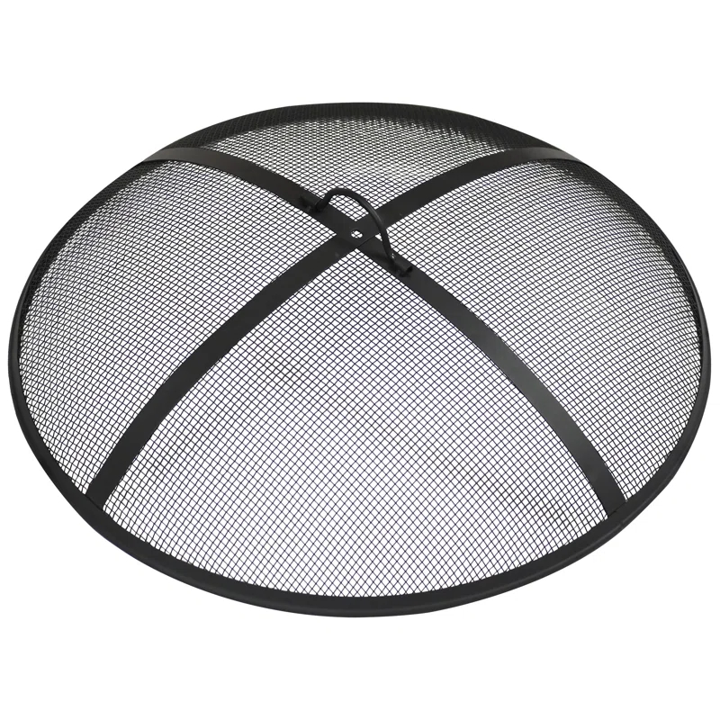 SunnyDaze Decor Heavy-Duty Round Steel Mesh Fire Pit Spark Screen with Handle