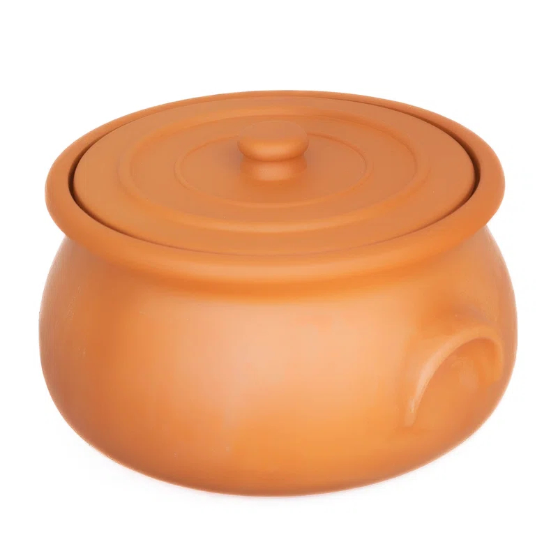 Hakan Hakan Suphan Handmade 4.7-Quart Midi Clay Cooking Pot with Lid, Unglazed