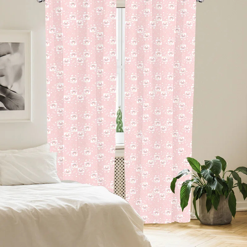 Owls Semi-Sheer Rod Pocket Curtain Panels (Set of 2)