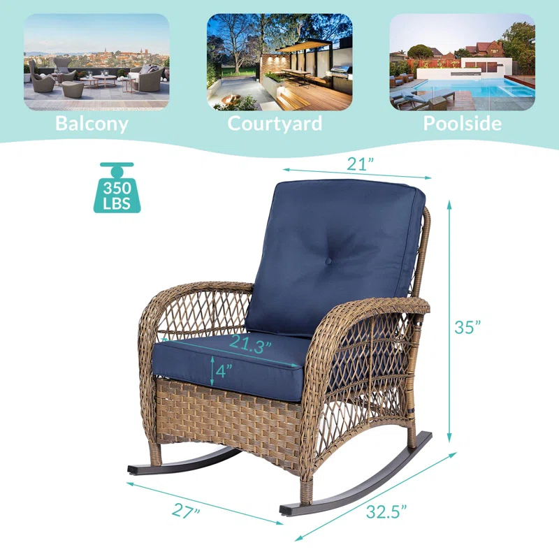 Bayou Breeze Outdoor Matina Rocking Wicker/Rattan Chair with Cushions (Set of 2)