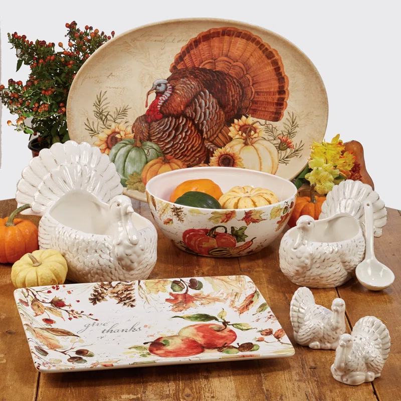 Harvest Splash Certified International Autumn Fields Oval Turkey Platter