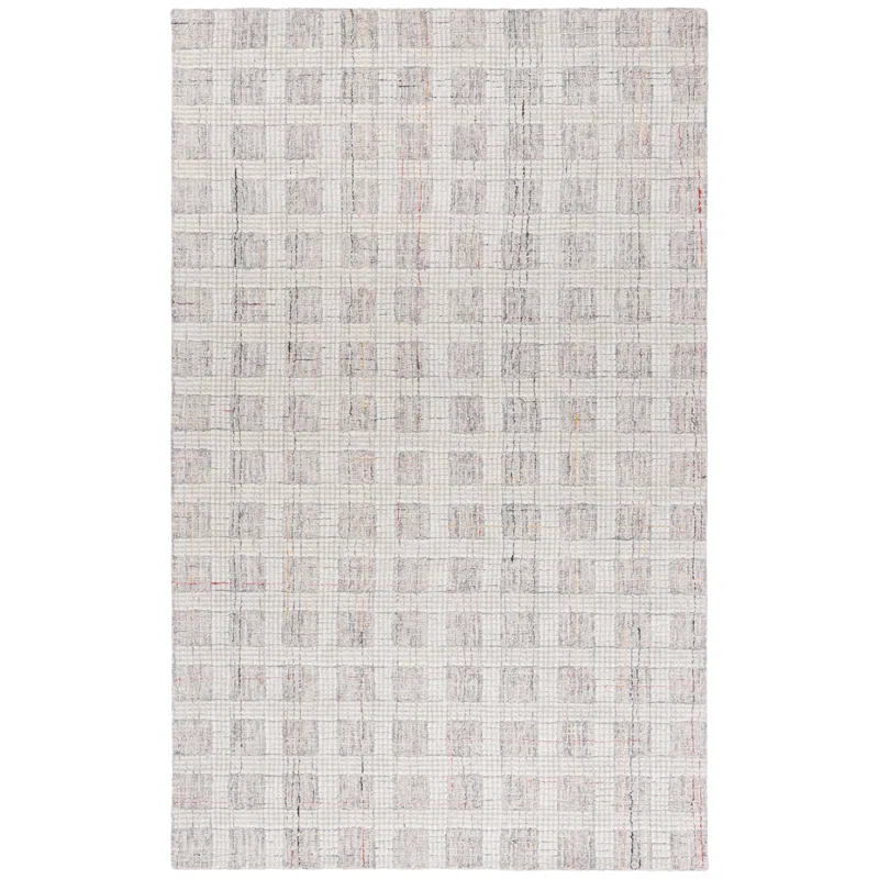 Ebony Hand Tufted Wool Pile Plaid Rug