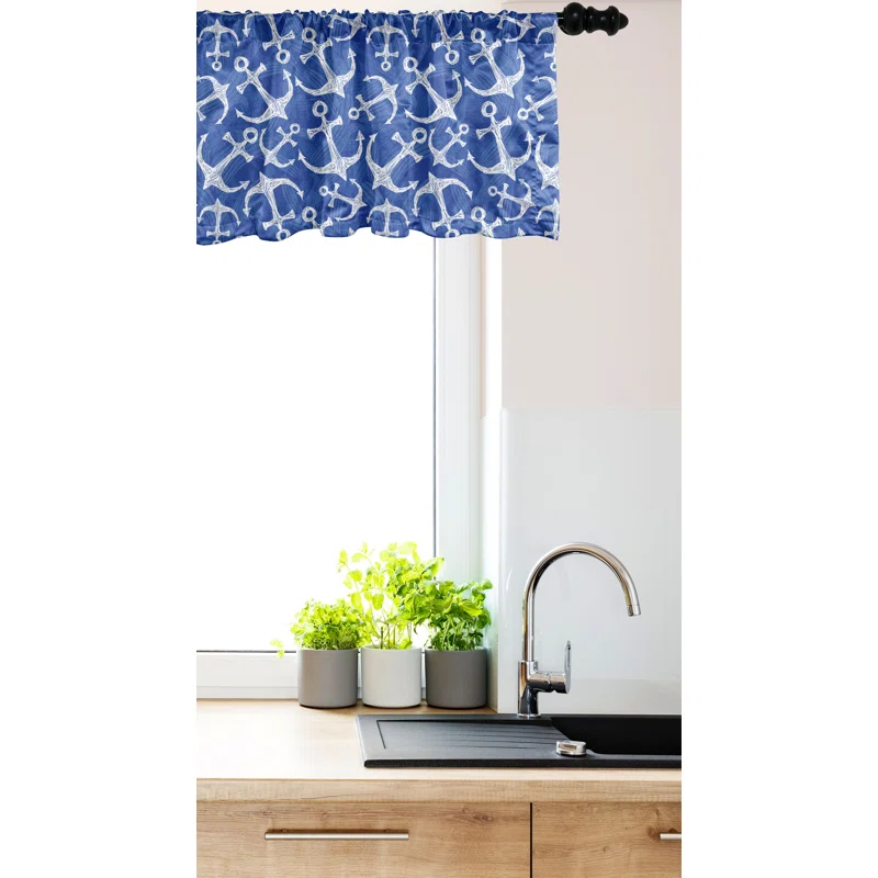 Ambesonne Ocean Valance Pack of 2 Marine Life Equipments Azure Blue White